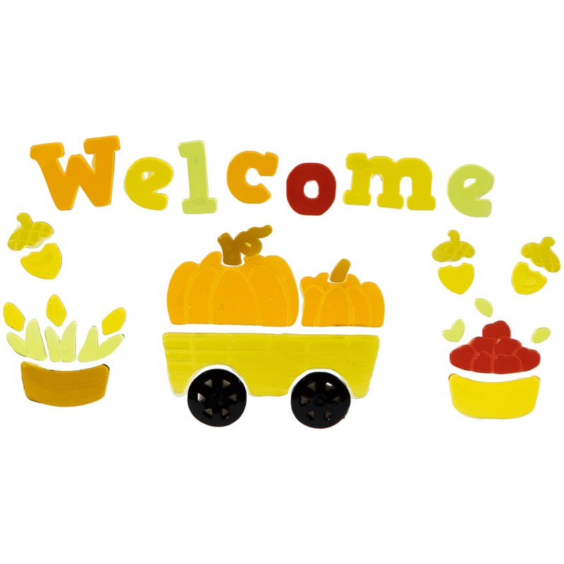 Northlight Set of 4 Double Sided Fall Harvest Gel Window