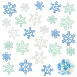 60pcs Tiny Resin Snowflakes Decor, Mini Snowflake Ornaments Christmas Snowflakes Decorations for DIY Crafts Winter Party Home Decoration, 3 Sizes (Colored)