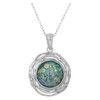 Sterling Silver Round Ancient Roman Glass Pendant Necklace with Textured