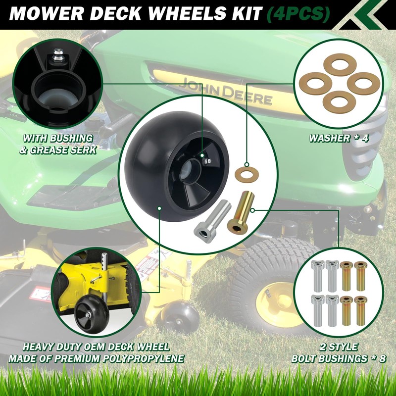 CheeMuii 4 Pack Lawn Mower Deck Gauge Wheels Kit AM125172