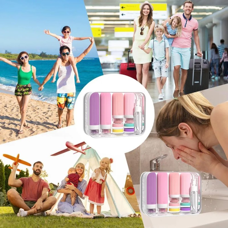 18 Unidades Botellas De Viaje Para Artículos De Tocador Rosa