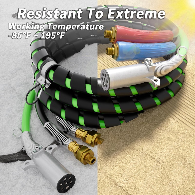 PlugSaf 12FT 3 in 1 Trailer Air Line Hose Kit