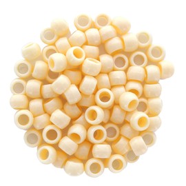 Essentials By Leisure Arts Pony Bead 6Mm X 9Mm Neutral Tan Opaque Plastic Pony Beads Bulk 750 Pieces for Arts, Crafts, Bracelet, Necklace, Jewelry Making, Earring, Hair Braiding