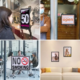 VRAZY 8Pack Magnetic Sign Holder 8.5 x 11 Wall Mount, Self Adhesive Display Magnetic Picture Frames Sheet With Strong Magnet Border for Window/Door/Fridge, Document Poster Paper Holders for Home Office Store, Black