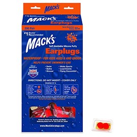 Mack’s® Soft Moldable Silicone Putty Earplugs - Kids Size, 200 Pair Dispenser – Comfortable Small Ear Plugs for Swimming, Bathing, Travel, Loud Events and Flying