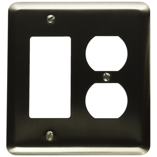Amerelle Devon Round Corner Single Rocker/Single Duplex Steel Wallplate in