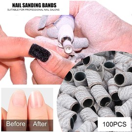 Sanding Rings Bands, 100pcs Nail Art Sanding Bands Professional Manicure Sanding Rings Nail Salon Tools Grinder File Grit Sand Piece Set Dead Skin Nail Drill Bands for Salon Home Use(180#)