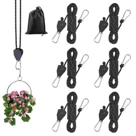 Reflective Guy Ropes, Pack of 6, 4 m, 4 mm, Black, Adjustable Rope with Storage Bag, Lightweight Guy Rope, Tent Cord with Tensioner Adjuster for Adjusting the Pulley