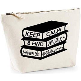Hippowarehouse Keep Calm And Find Magic Between The Pages printed make up cosmetic wash bag 18x19x9cm
