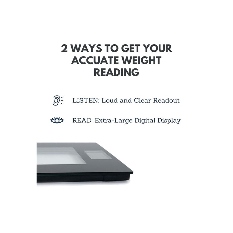 Talking Digital Scale Extra Wide Glass - Accurate Visual &