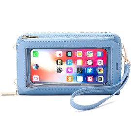 Women Touch Screen Purse Small Crossbody Phone Bag RFID Protection Wristlet Cell Phone Wallet (S-Light Blue)