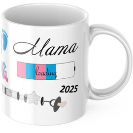 geschenke-fabrik.de - Tasse mit Spruch - Mama loading 2025 - Geschenke für werdende Mütter/Geschenk für Schwangere - Schwangerschaft verkünden Ideen - Baby loading - Tasse Mama 2025