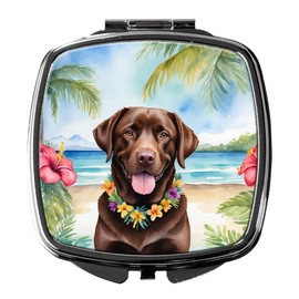 Caroline's Treasures Chocolate Labrador Retriever Luau Compact Mirror Decorative Travel Makeup Mirror for Women Girls Gifts Pocket Makeup Mirror Folding Handheld