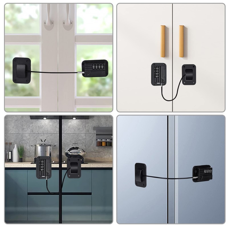 Fridge Lock with Code No Drilling, 2 Pieces High Security
