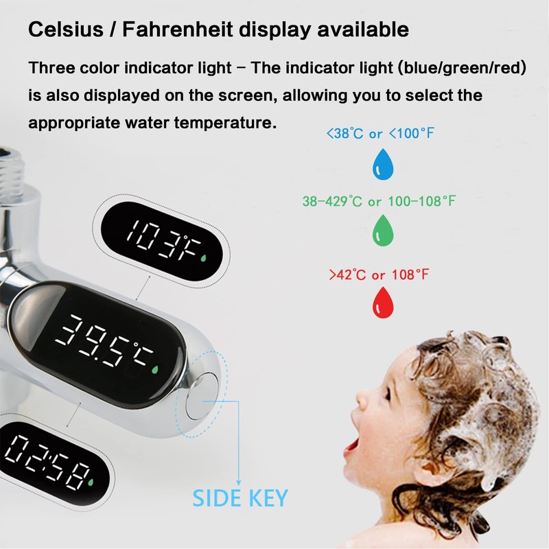 LynsaTac Shower Thermometer Instant-Read Thermometers for Bath, Water Temperature Thermometer
