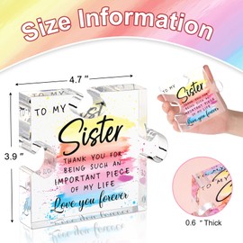 Sisters Gifts from Sister - Gifts for Sister from Brother, Best Sister Ever Gifts, Mothers Day Birthday Sisters Acrylic Puzzle Piece Christmas Wedding Present for Sister Desk Plaque