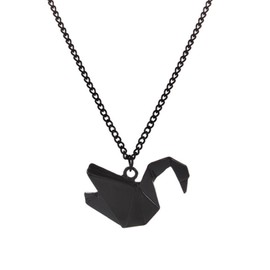 Sttiafay Origami Crane Necklace Chain 3D Dove Pendant Necklace Black Long Chain Lariat Necklace Jewellery for Women Teens