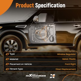 maXpeedingrods Window Regulator w/Motor for Honda Accord 2003-2007 Sedan Front Passenger Side