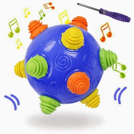 Toddlers Baby Music Shake Dancing Ball Toy, Move and Crawl Ball Toys for Kids,Bouncing Sensory Learning Ball Toys Ideal Gift for Baby Boys and Girls, Endless Fun for Children (Navy Blue),18+ Months