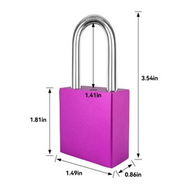 BULANGDI 5PCS Outdoor Padlock Aluminum Set Weatherproof Heavy Duty Lock for Storage Electrical Lockout Kit(Purple)