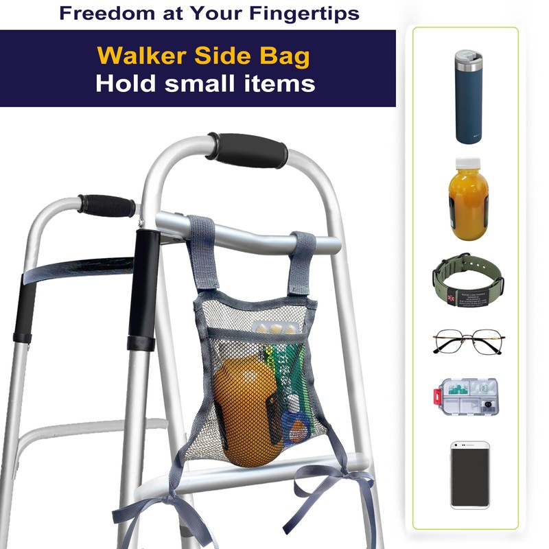Aliseniors 2 Pack Walker Side Bag, Lightweight Folding Walkers Accessories