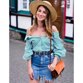 SANSTHS Women Leather Belt Fashion Designer belt Gold Buckle Ladies Belt for Jeans Pants Dresses Navy Blue XL