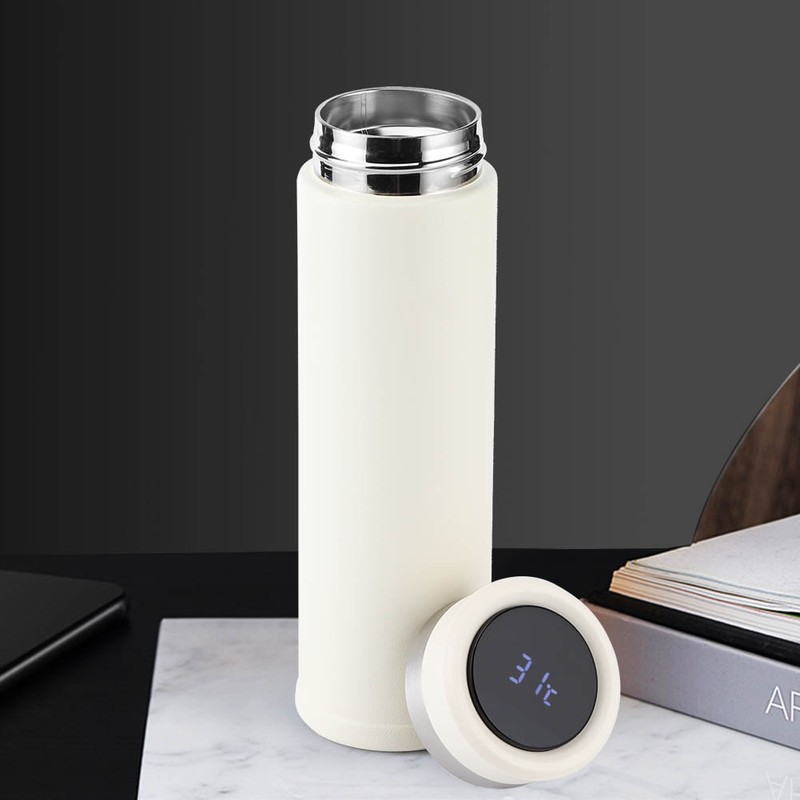 Intelligent TemperatureSensitive Vacuum Cup Mirror Smart TouchScreen Insulation Cup(Creamy White