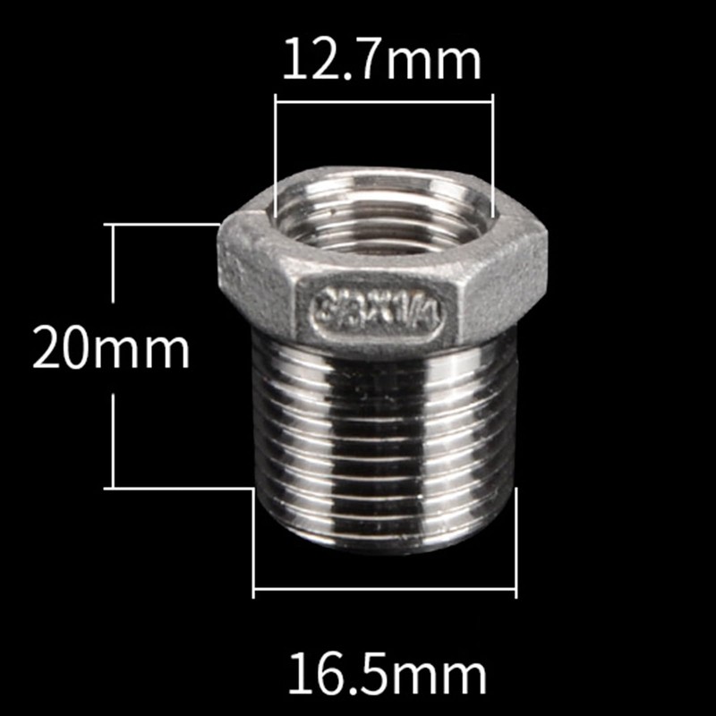 Reducer Hex Bushing, 3/8 PT Male to 1/4 PT Female