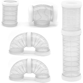 8 Pack Hamster Tube Set,Transparent Curved Pipe Pet Cage Tunnel Hamster Toy, Tunnel Adventure External Pipe DIY Creative Connection Excercise Toy for Mouse Rat (White)