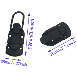 LBTODH 2 PCS Retro Toggle Latch Black Antique Flat Hasp Metal Duck Billed Hasp Lock for Wooden Box and Cabinet Decorative