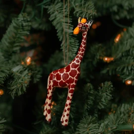 Painted Wood Safari Animals Ornament Set of 7