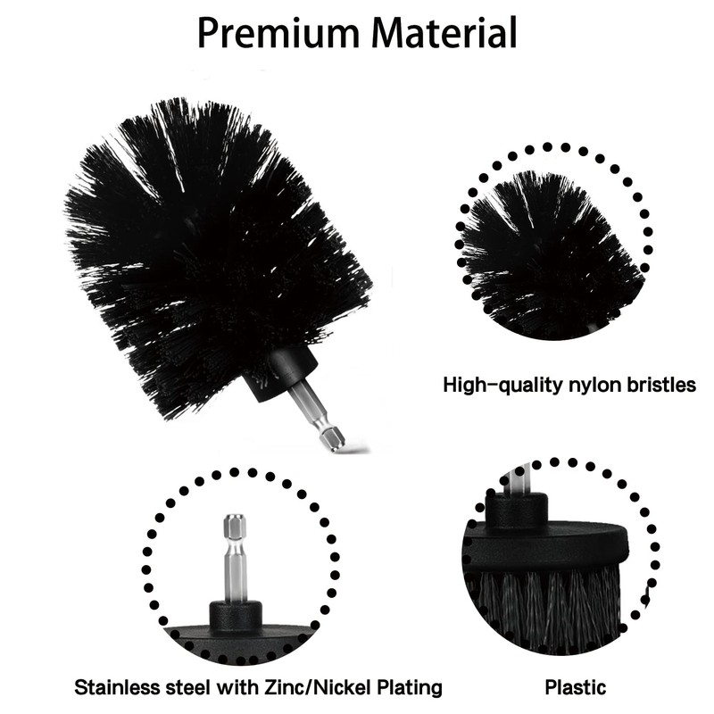 Drill Brush Attachment Set, 7 Pack 1/4in Power Scrubber Brush