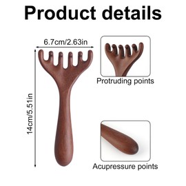 BOXOB 2pcs Wooden Head Massager, Portable Head Scratcher for Deep Relaxation Durable Wood Comb Wood Scalp Massager Gift for Family Friends