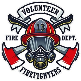 Oval Firefighter Volunteer White 4x4 inches Gas mask fire Hydrant Hero Ladder ax Badge America United States Color Sticker State Decal Vinyl - Made and Shipped in USA