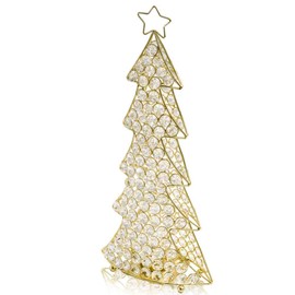 Modern Day Accents 5711 Corteza Cristal Gold Christmas Tree, Crystal Tree Candle Holder, Christmas Decorations Indoor, Tabletop, Mantel Christmas Decor, Home Decor, Room Decor, 8" L x 3.5" W x 16" H
