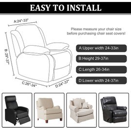 Lydevo Stretch Cover for Relaxing Chair, Stretch Armchair Cover, Recliner Chair Protector for Relaxing Chair, 4-Piece Set with Side Pocket, Non-Slip, Washable Recliner Cover, White Line