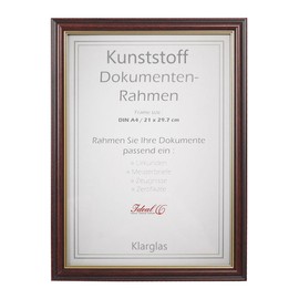 Ideal Document Picture Frame 21 x 29.7 DIN A4 Certificate Master Letter Certificates: Colour: Mahogany or Glass Stand