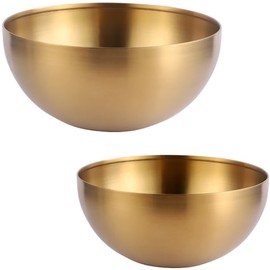 Dadamong Stainless Steel Salad Bowls, Mixing Bowls, Nesting Bowls, Snacks Bowls, Serving Bowls for Mixing, Cooking, Baking, Prepping, Set of 2, Small & Large - 5.9 & 7.9 Inch (Gold)