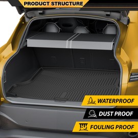 TPE Cargo Liner Mat Compatible with Honda HRV 2023 2024 2025, Black Trunk Mat All Weather Full Cover Protection