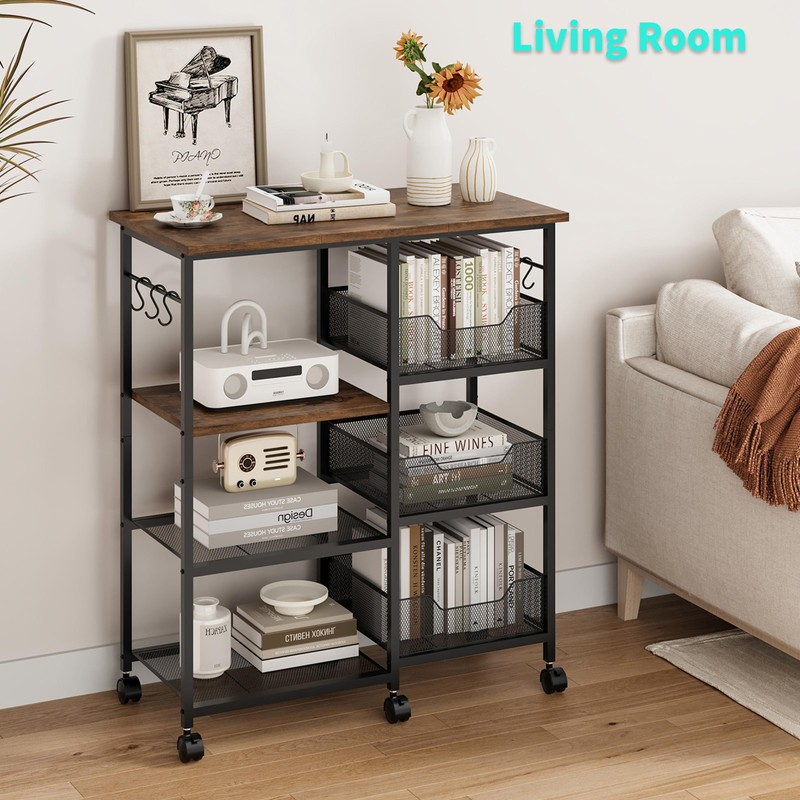 HapiRm Rolling Kitchen Carts with Storage - Microwave Table Stand