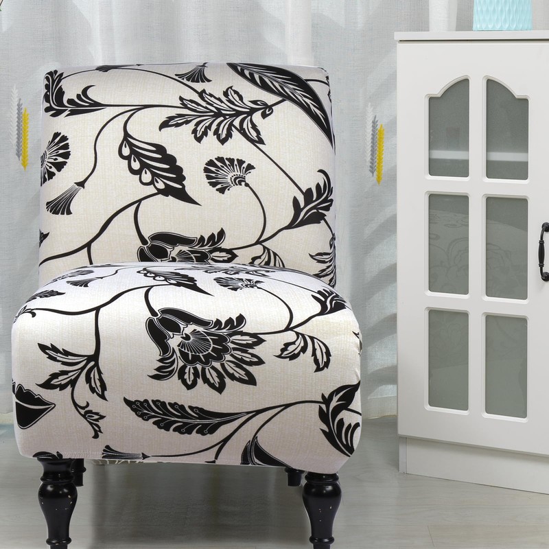 Armless Accent Slipper Chair Cover Slipcover,Stretch Spandex Printed Removable Non-Slip