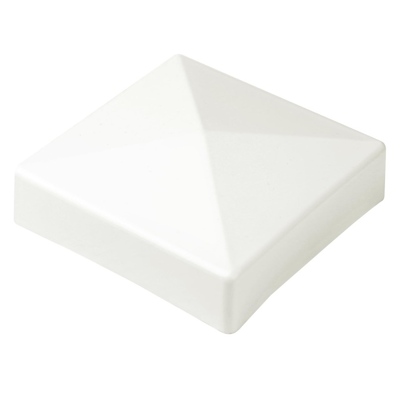 Zadery White 4 Packs 3.5" Pyramid Fence Post Caps, PVC