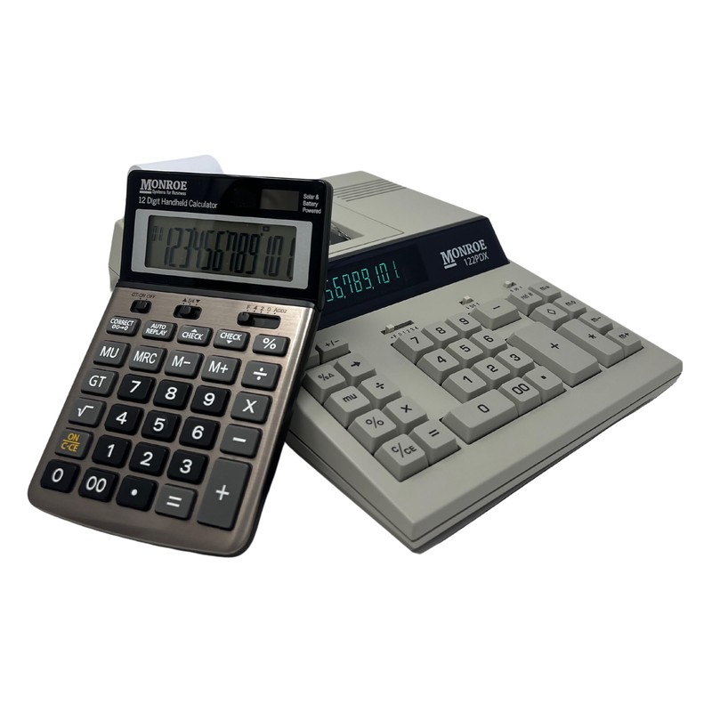 Monroe 122PDX Medium Duty Printing Calculator with Extra Large Plus