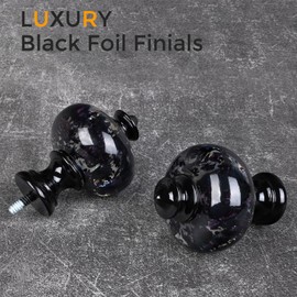 JRZOO Black Curtain Rod for Windows 48 to 84 Inches, 1'' Heavy Duty Adjustable Modern Drapery Rods with Unique Crystal Finials, Luxury Decorative Curtain Rods, Size: 30-88''