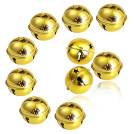 TOAOB 10 Pieces Christmas Bells 5 cm Gold Tone Large Metal Bells for Christmas Wedding Birthday Decoration Party Decorations