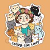 Curling Picket Designs Crazy Cat Lady Funny Cute Sarcastic 3"