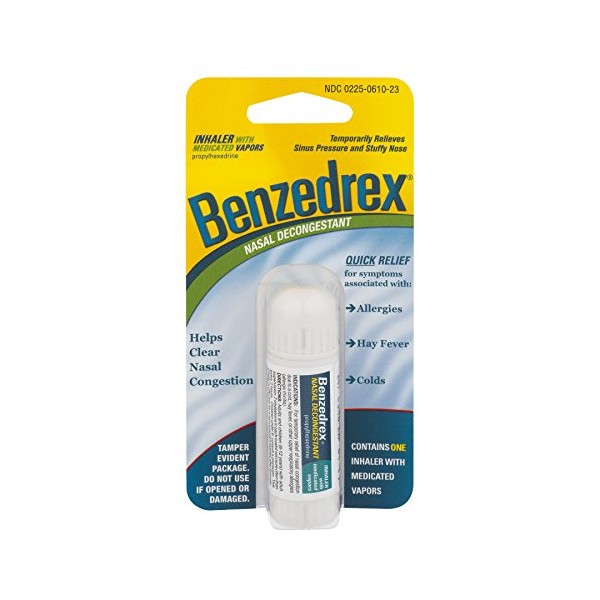 Benzedrex, Nasal Decongestant Inhaler with Medicated Vapors, 1 Count