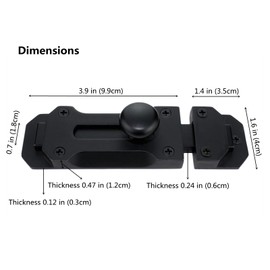 Runningfish Matte Black Solid Aluminium Slide Bolt Latch, Large Size Thickened Door Barrel Bolts Latches, Heavy Duty Security Gate Sliding Latch Lock (5.5 Inch, Black Tone)