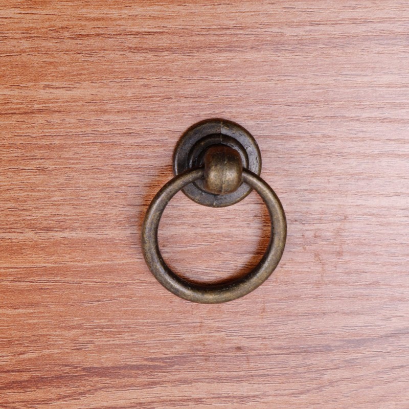 Pastlla 6 Pcs Metal Bronze Round Ring Drawer Pulls 1.38"