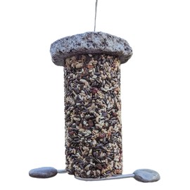 Granite 360 Degree Refillable Seed Cylinder Birdfeeder – Premium Handcrafted & Sustainable Natural Bird Feeder – Eco-Friendly Gift for Birdwatching Enthusiasts – American Sourced Materials